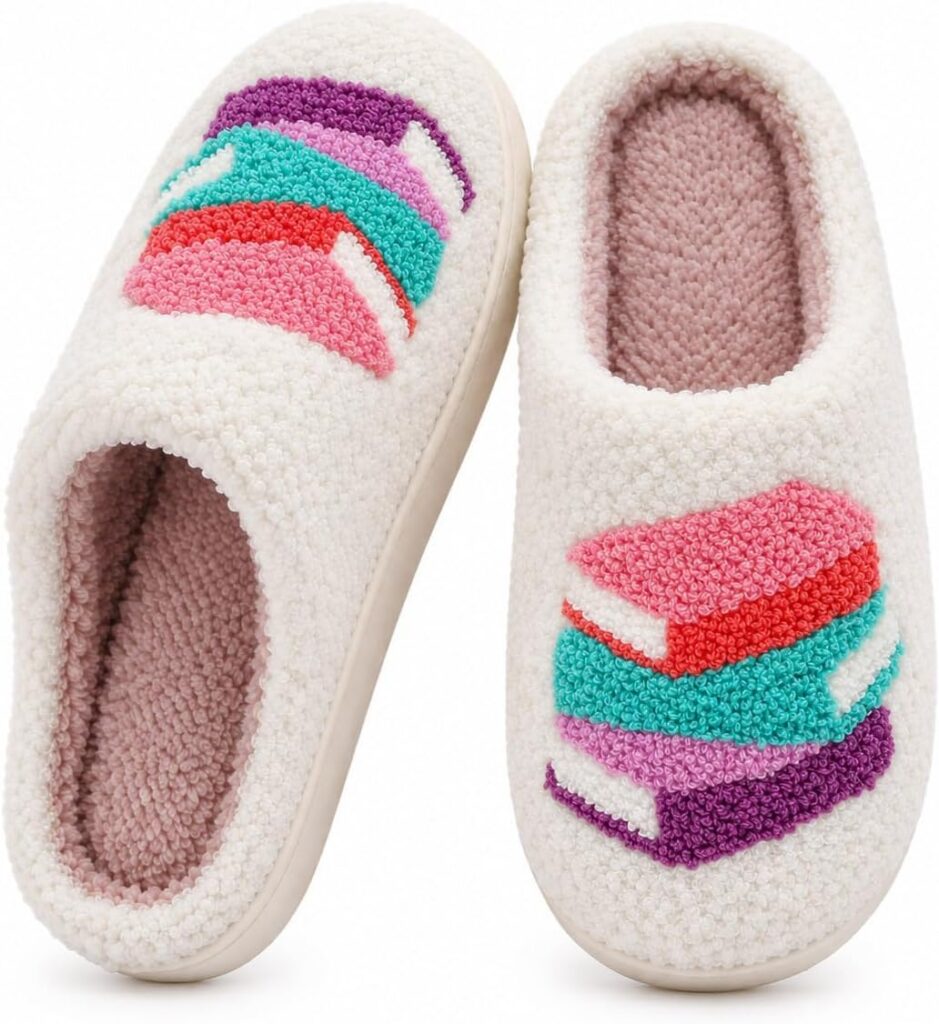 Women Retro Colorful Books Slippers